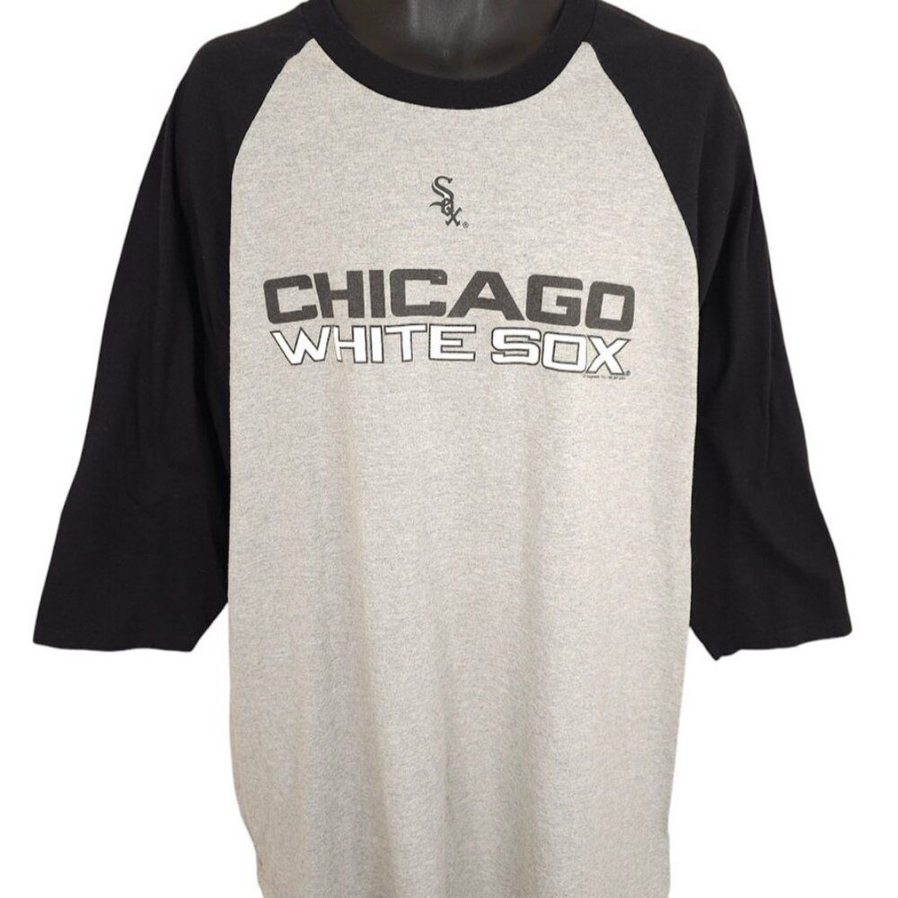 Vintage Chicago White Sox T Shirt Mens Size 2XL Y2K Gray MLB Baseball Raglan Tee - Picture 2 of 7